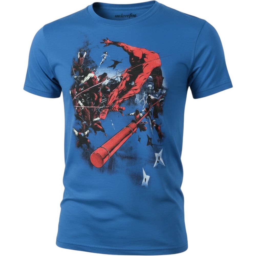 WeLoveFine Marvel Daredevil Ninja Action Graphic T-Shirt Blue Mens Large L